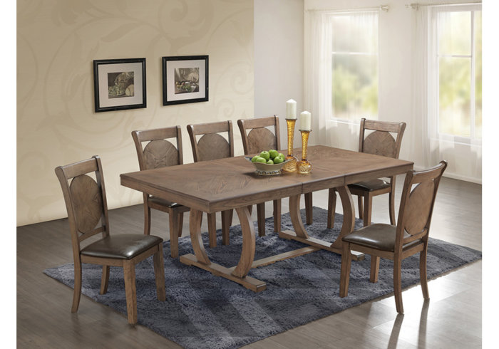 Ensemble Table + 6 Chaises - piètement en hévéa massif Kit-M