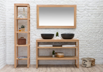 Meuble Bas de Salle de Bains Teck Ella 120cm (Vendu sans Vasque) Les Meubles de Complément reunion pas cher