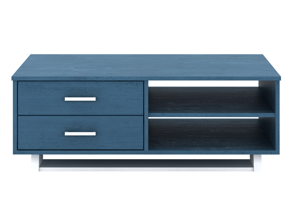 Table de Salon Léon Bois d'acacia massif coloris bleu océan/blanc KitM