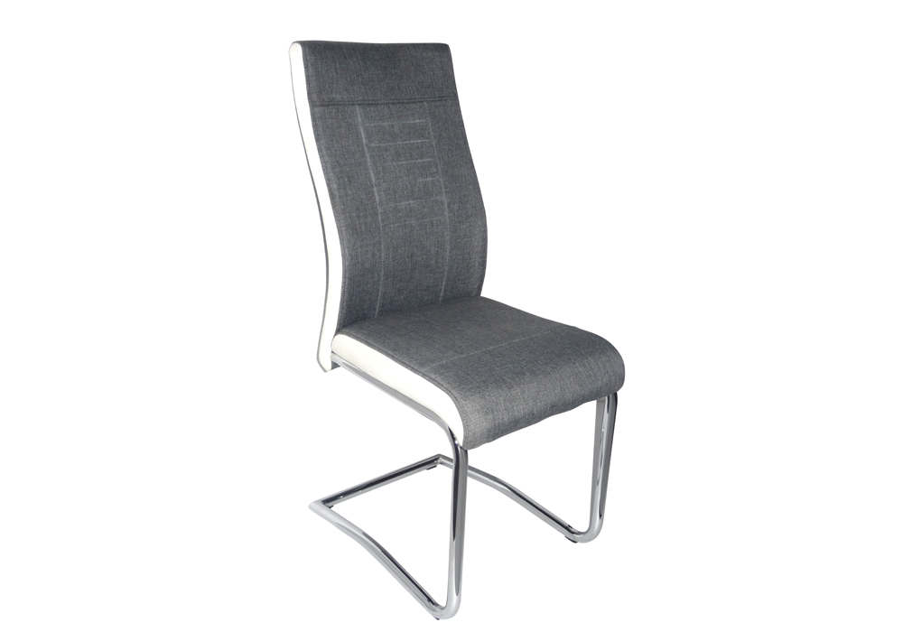 Lot de 6 Chaises Structure en métal, revêtement PU gris et blanc  KitM