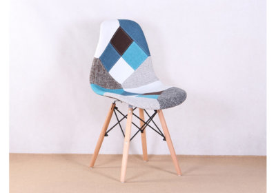 Chaise Scandinave Patchwork Bleu Jean LES BONNES AFFAIRES reunion pas cher