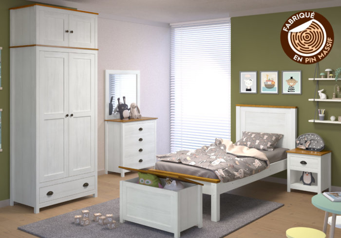 Chambre à Coucher Junior Topazio en PIN MASSIF - Kit-M