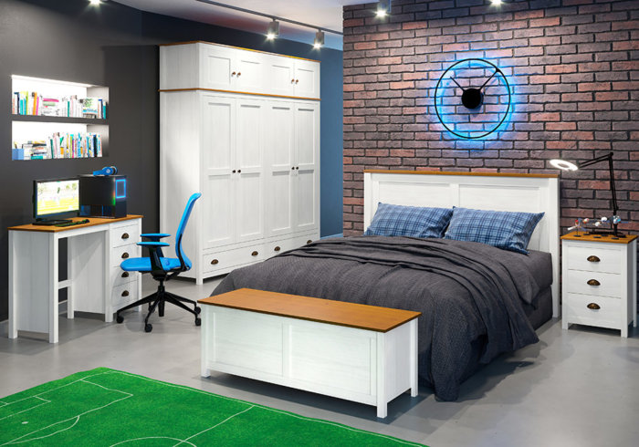 Get Chambre À Coucher Pin Massif Conforama Background