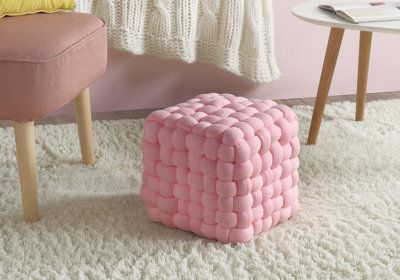 Pouf Deco Cube Braid LES BONNES AFFAIRES Les meubles qu'on aime !