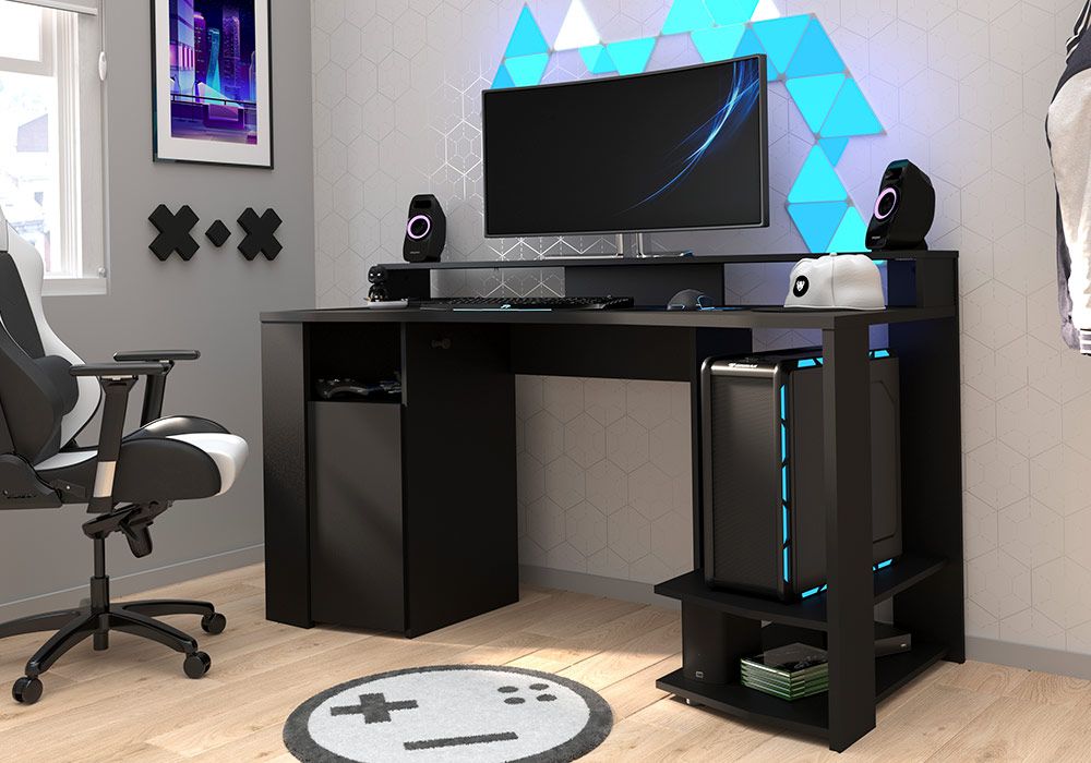 Bureau Gamer LED avec large zone de jeu - Kit-M