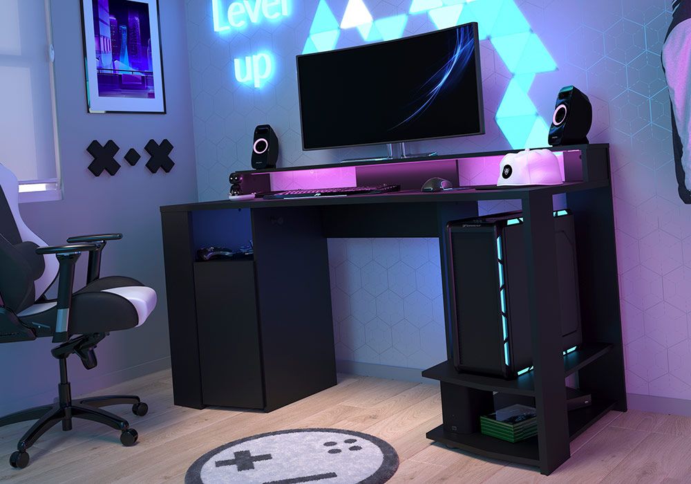 Bureau Gamer LED avec large zone de jeu - Kit-M