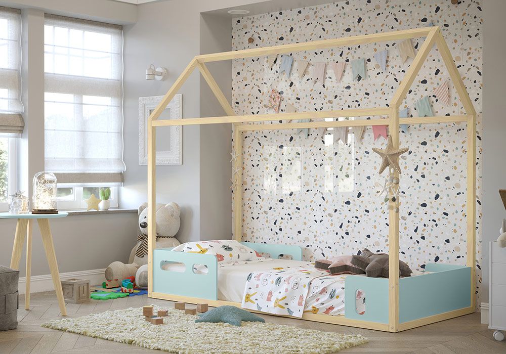 Lit Enfant Maison Structure En Bois Pin Massif Et Bois Mdf Kit M
