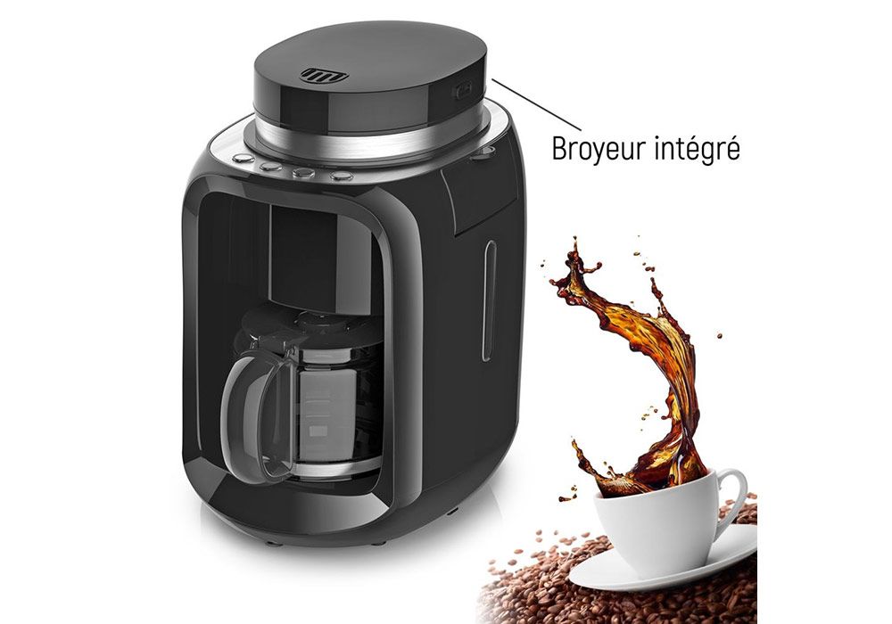 Cafetiere a Grain avec Broyeur, Machine à Café à Filtre en Acier
