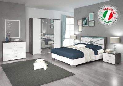 Lit LED 140x190cm avec Sommier Gloria Les Chambres à Coucher reunion pas cher