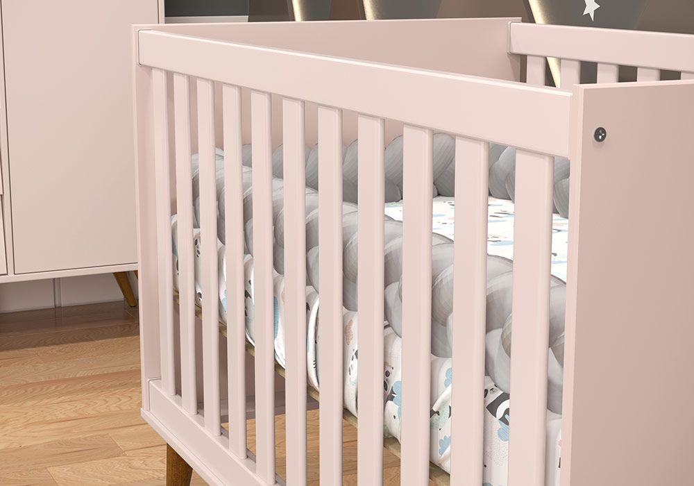 Lit Bebe Gold Facade Mdf Satine Couleur Blanc Gris Rose Ou Vert Kit M