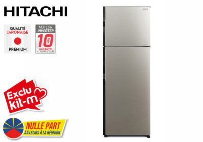 Réfrigérateur 2 Portes 290L Gris Brillant Hitachi (RH351PRU0) Exclu Kit-M !!! reunion pas cher