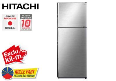 Réfrigérateur 2 Portes 366L Gris Brillant Hitachi (RVX441PRU9) LES SOLDES reunion pas cher