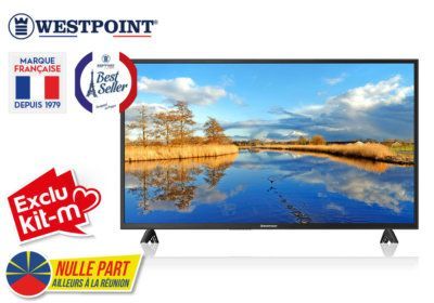 Pack Support TV + TV LED 4K HDR+ 45″114CM Westpoint (WWESU4521GSM) Exclu Kit-M !!! reunion pas cher