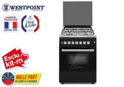 Cuisinière 4 Feux Gaz 60×60 Noir Westpoint Exclu Kit-M !!! reunion pas cher