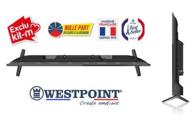 Pack Support TV + TV LED 4K HDR+ 50″127CM Westpoint (WWESU5021GSM) Exclu Kit-M !!! reunion pas cher