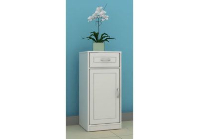 Meuble Bas Salle de Bain 1 Porte 1 Tiroir (Collection Grasya Blanc) Les Meubles de Complément reunion pas cher
