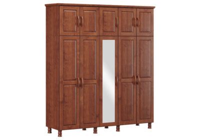 Armoire 10 Portes avec Miroir et 4 Tiroirs Bronze Les Armoires, Commodes & Chevets reunion pas cher