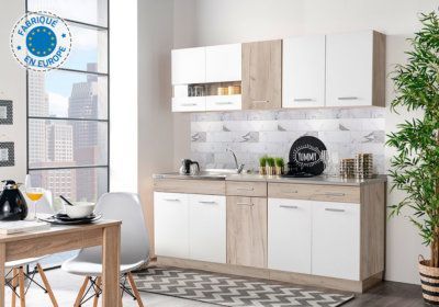 Ensemble de Cuisine Dalila Blanc 200cm Les Meubles de Complément reunion pas cher