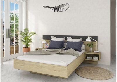 Lit Loft 140x190cm / Chevets intégrés avec Sommier LES BONNES AFFAIRES reunion pas cher
