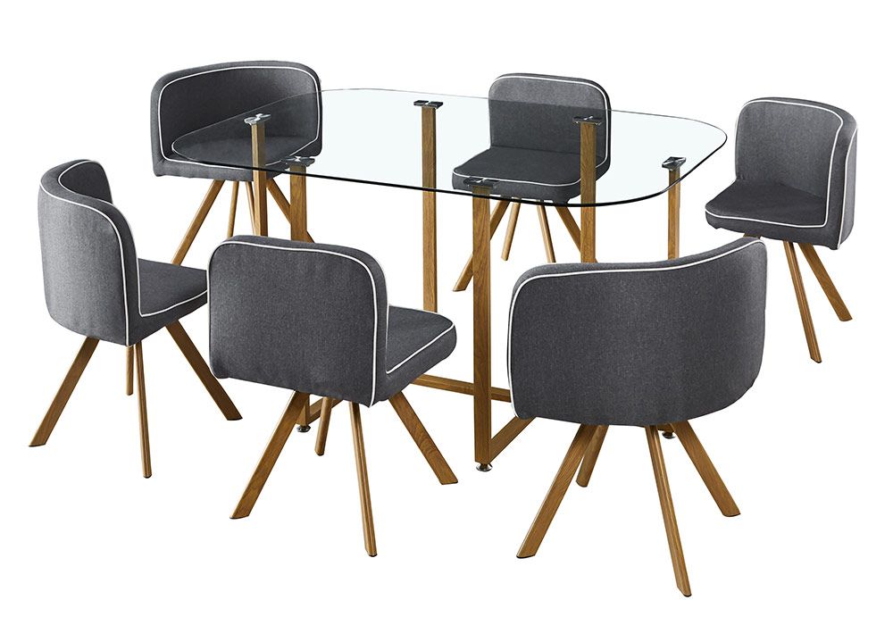 Table rectangulaire en verre noir avec 6 chaises main image 1
