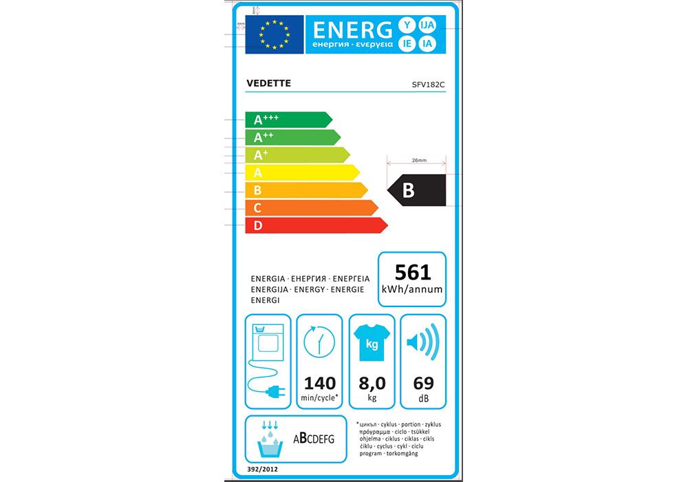 Sèche Linge 8KG Condensation Vedette (SFV182C) L'Électroménager reunion pas cher