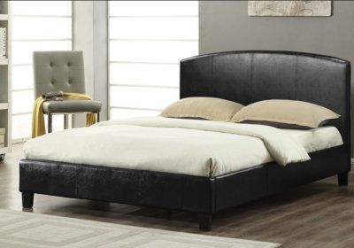 Lit 140x190cm PU Noir Les Chambres à Coucher reunion pas cher
