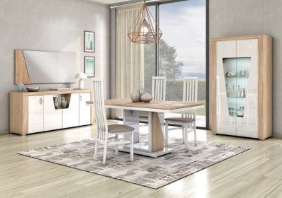 Enfilade 4 Portes LED (Collection Bristol Blanc) Les Meubles reunion pas cher