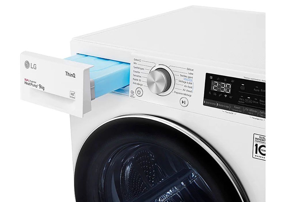 SECHE LINGE LG POMPE A CHALEUR THINQ RH9V50WH 9KG BLANC