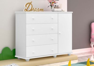 Commode 4 Tiroirs 1 porte Nina Les Chambres à Coucher reunion pas cher