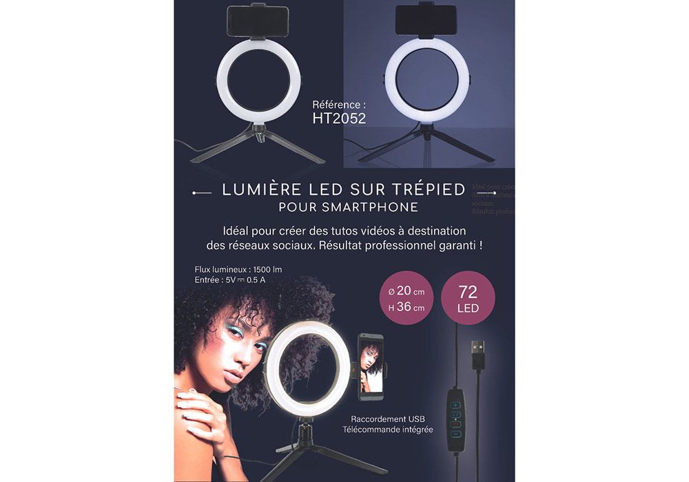Trépied Smartphone Lumière LED Photo et Vidéo - Kit-M