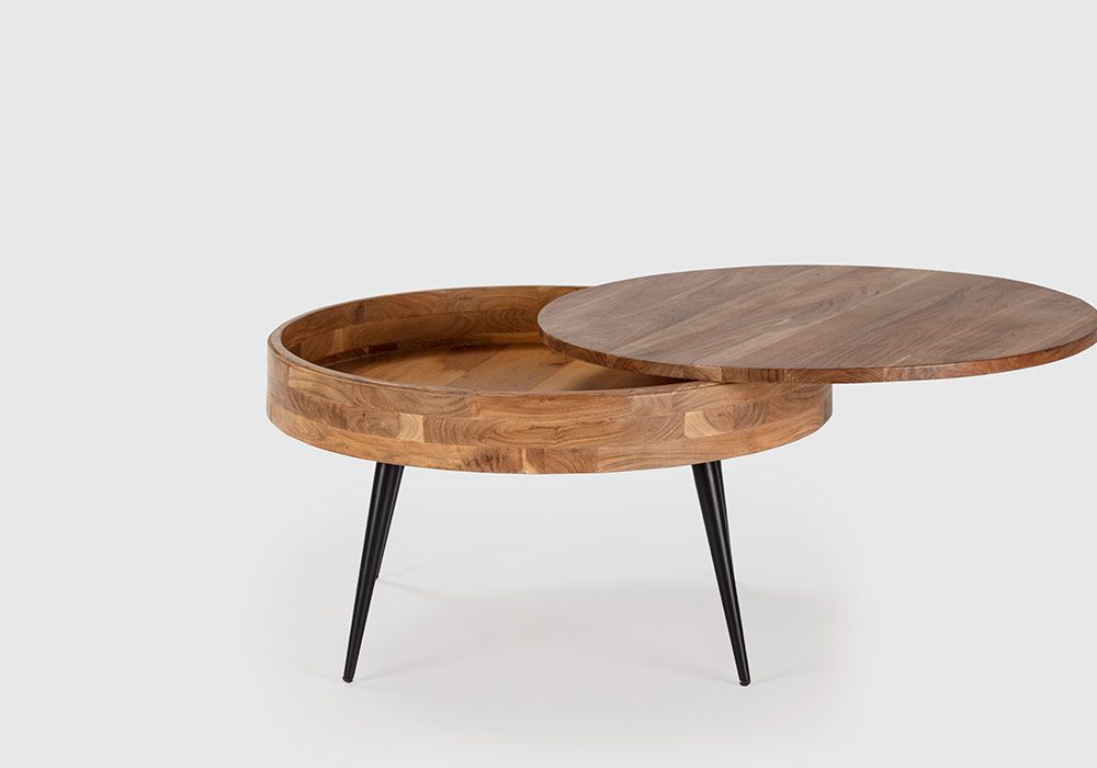 Table de Salon Ronde en Bois d’Acacia avec Plateau Ouvrant Kali Les Meubles de Complément Les meubles qu'on aime ! 2