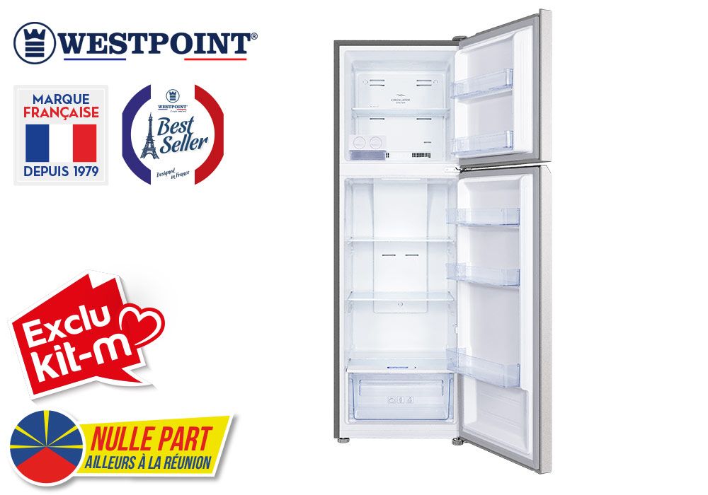 Réfrigérateur 2 Portes Gris 249L Westpoint (WNTW27F23.EI) Exclu Kit-M !!! reunion pas cher