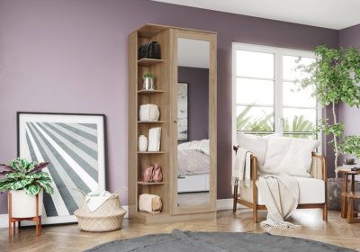 Armoire 1 Porte avec Miroir et Étagères Jequitiba Les Meubles Chaussures & Petits Meubles reunion pas cher