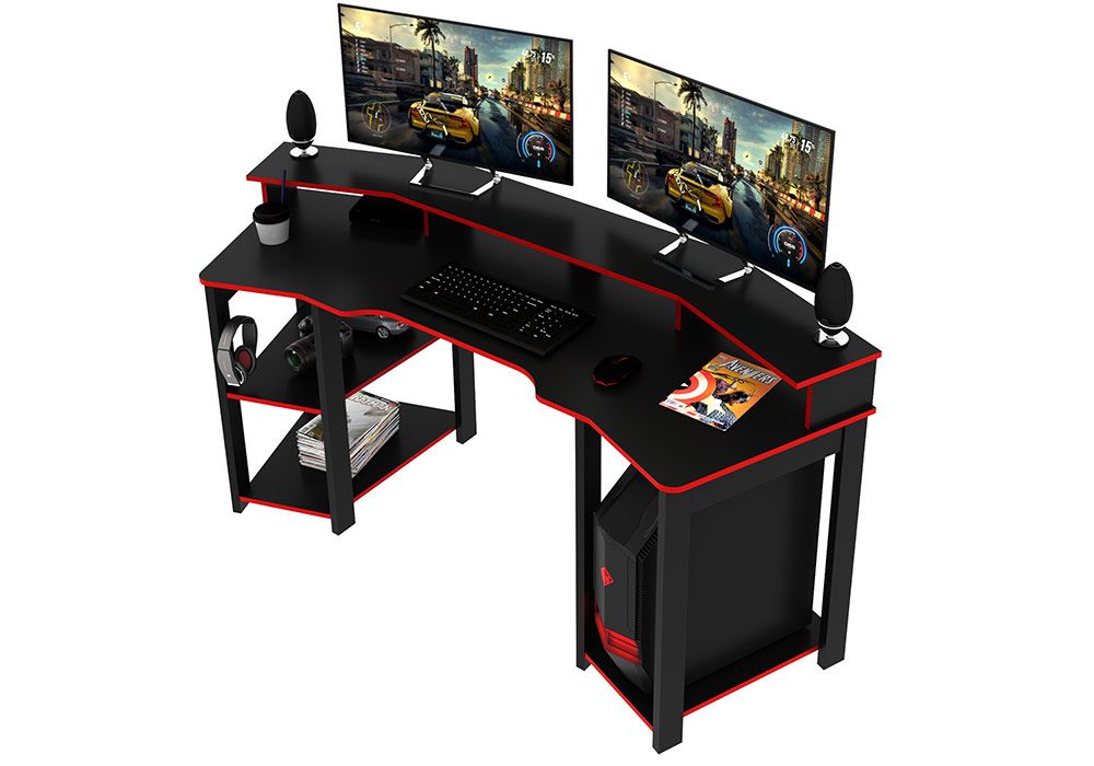 Bureau d'Angle Gamer avec Surmeuble Large zone de jeu KitM — free download