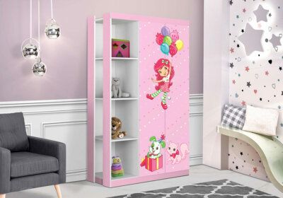 Armoire 2 Portes avec Étagères (Collection Princesa Rose) Les Chambres d'Enfants reunion pas cher