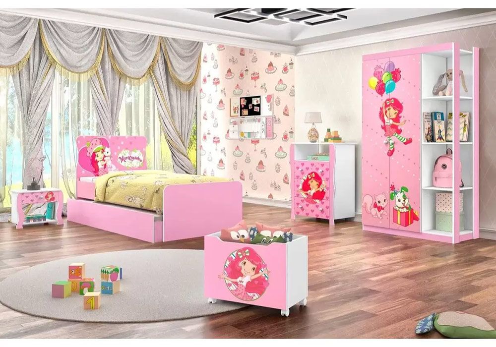 Armoire 2 Portes avec Étagères (Collection Princesa Rose) Les Chambres d'Enfants reunion pas cher
