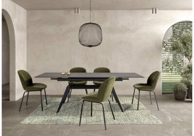 Ensemble Table Rectangulaire Céramique Noir avec 4 Chaises et 2 Fauteuils Lula LES BONNES AFFAIRES Les meubles qu'on aime !