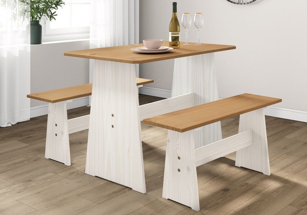 Ensemble Table avec 2 Bancs Olena Les Salles à Manger reunion pas cher
