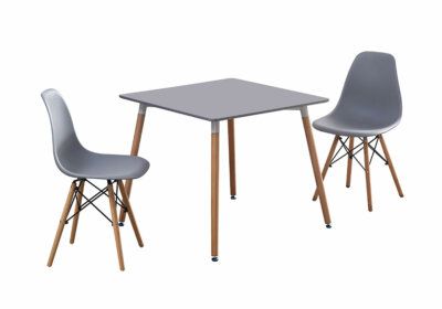 Ensemble Table Carrée et 2 Chaises Grises Scandinave Les Salles à Manger reunion pas cher