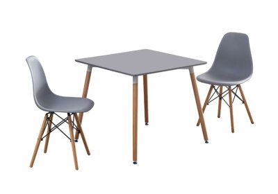 Ensemble Table Carrée et 2 Chaises Grises Scandinave LES BONNES AFFAIRES reunion pas cher