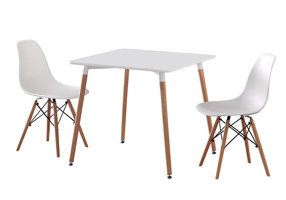 Ensemble Table Carrée et 2 Chaises Scandinave Blanches Les Salles à Manger reunion pas cher