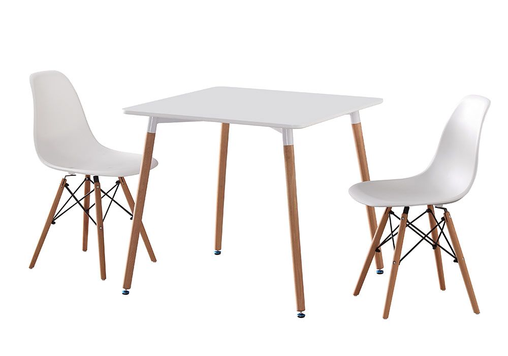 Ensemble Table Carrée et 2 Chaises Scandinave Blanches LES BONNES AFFAIRES reunion pas cher