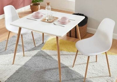Ensemble Table Carrée et 2 Chaises Scandinave Blanches Les Salles à Manger reunion pas cher