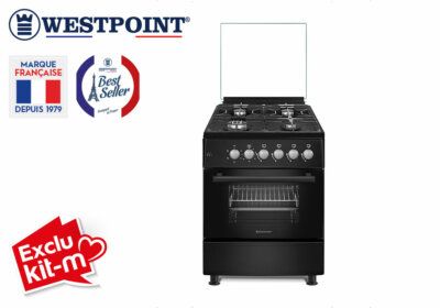 Cuisinière 4 Feux Gaz 60x60cm Noir Westpoint (WCLR6640E2FCIUN) Exclu Kit-M !!! reunion pas cher