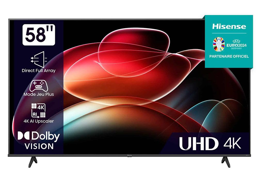 TV LED 4K Dolby Vision Série A6K 58″146cm Hisense (58A6K) TV / Son / Multimédia... Les meubles qu'on aime ! 2
