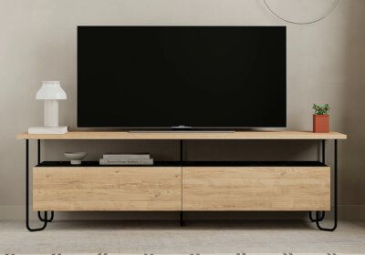 Meuble TV 2 Portes avec Abattant (Collection Dilly Chêne) Les Meubles de Complément Les meubles qu'on aime !