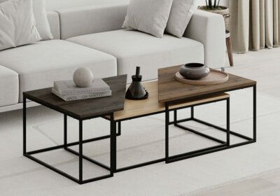 Set de 3 Tables de Salon (Collection Titan Chêne/Marron/Noyer) Les Meubles de Complément Les meubles qu'on aime !