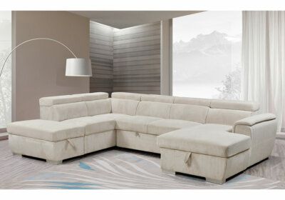 Salon d’Angle Convertible Panoramique Cotelage Épais Beige Les Angles Les meubles qu'on aime !