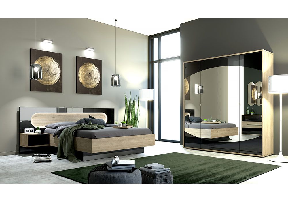 Lit Environnement 160x200cm avec LED (Collection Aveiro Noir) LES BONNES AFFAIRES Les meubles qu'on aime ! 2
