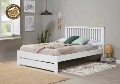 Lit 140x190cm en Pin Massif Leba Chambres à Coucher Votre Magasin de Meuble et Électroménager à La Réunion ! 2 Lit 140x190cm en Pin Massif Leba